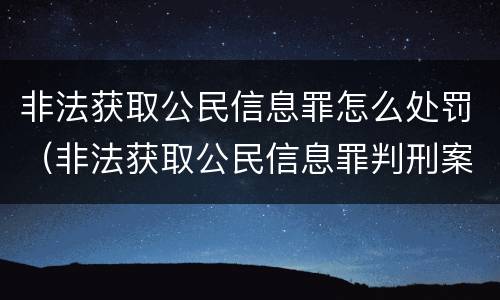 非法获取公民信息罪怎么处罚（非法获取公民信息罪判刑案例）