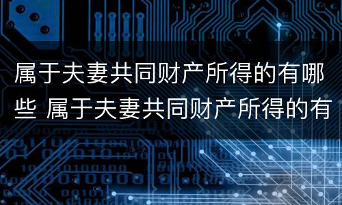 属于夫妻共同财产所得的有哪些 属于夫妻共同财产所得的有哪些内容