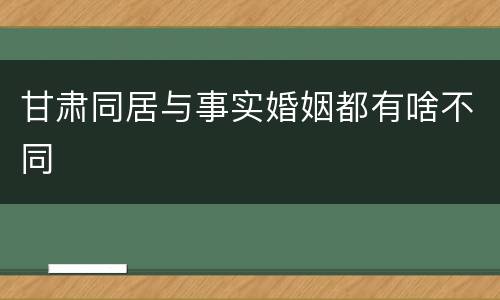 甘肃同居与事实婚姻都有啥不同