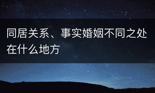 同居关系、事实婚姻不同之处在什么地方