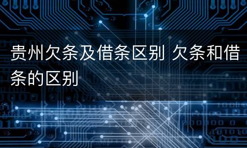 贵州欠条及借条区别 欠条和借条的区别