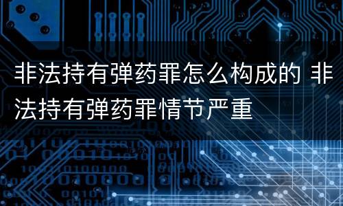 非法持有弹药罪怎么构成的 非法持有弹药罪情节严重