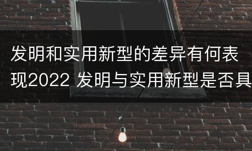 发明和实用新型的差异有何表现2022 发明与实用新型是否具有实用性