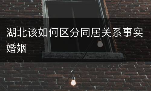湖北该如何区分同居关系事实婚姻