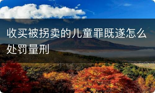 收买被拐卖的儿童罪既遂怎么处罚量刑