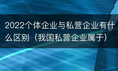 2022个体企业与私营企业有什么区别（我国私营企业属于）