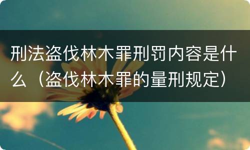 刑法盗伐林木罪刑罚内容是什么（盗伐林木罪的量刑规定）
