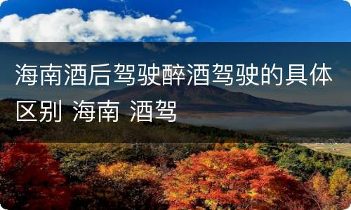海南酒后驾驶醉酒驾驶的具体区别 海南 酒驾