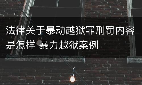法律关于暴动越狱罪刑罚内容是怎样 暴力越狱案例