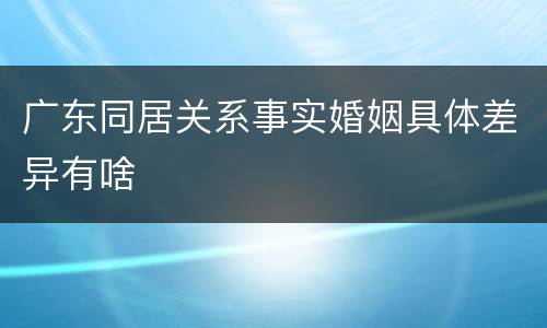 广东同居关系事实婚姻具体差异有啥