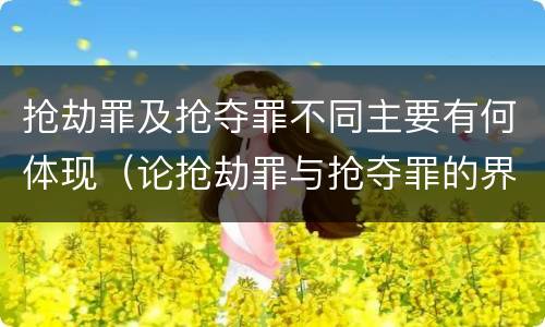 抢劫罪及抢夺罪不同主要有何体现（论抢劫罪与抢夺罪的界限）