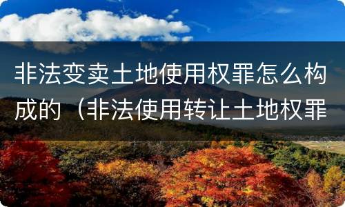 非法变卖土地使用权罪怎么构成的（非法使用转让土地权罪）