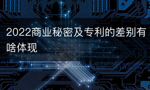 2022商业秘密及专利的差别有啥体现