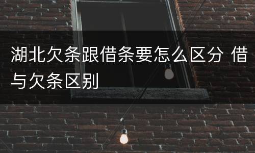 湖北欠条跟借条要怎么区分 借与欠条区别