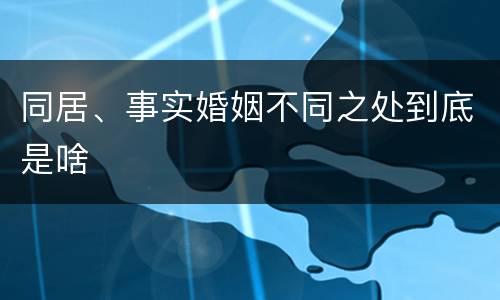 同居、事实婚姻不同之处到底是啥