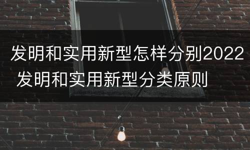 发明和实用新型怎样分别2022 发明和实用新型分类原则