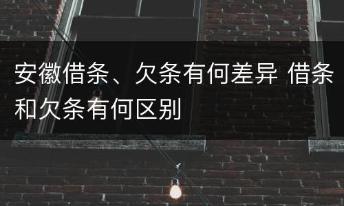 安徽借条、欠条有何差异 借条和欠条有何区别