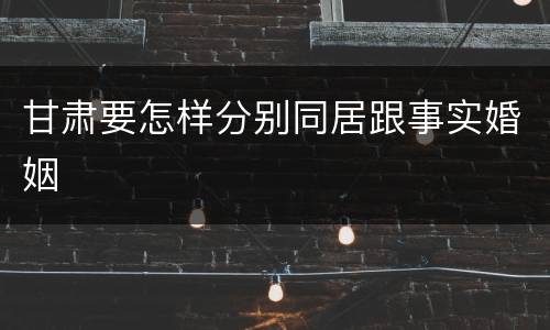 甘肃要怎样分别同居跟事实婚姻