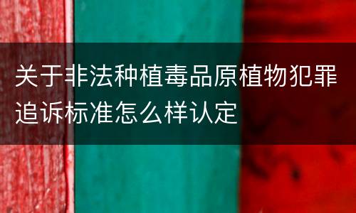 关于非法种植毒品原植物犯罪追诉标准怎么样认定