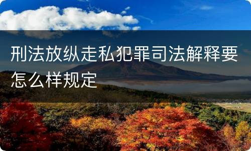 刑法放纵走私犯罪司法解释要怎么样规定