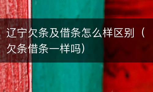 辽宁欠条及借条怎么样区别（欠条借条一样吗）