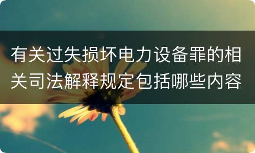 有关过失损坏电力设备罪的相关司法解释规定包括哪些内容