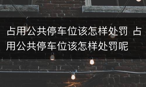 占用公共停车位该怎样处罚 占用公共停车位该怎样处罚呢
