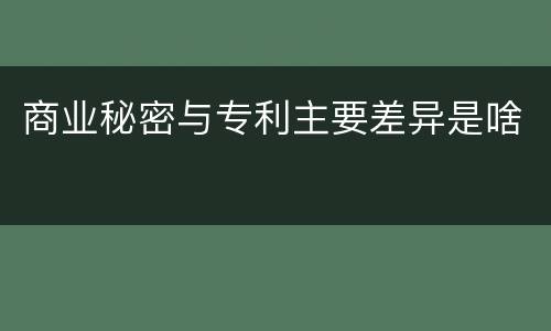 商业秘密与专利主要差异是啥