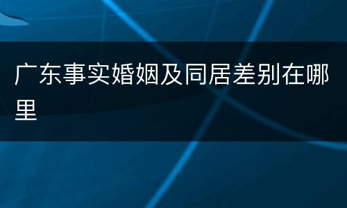 广东事实婚姻及同居差别在哪里