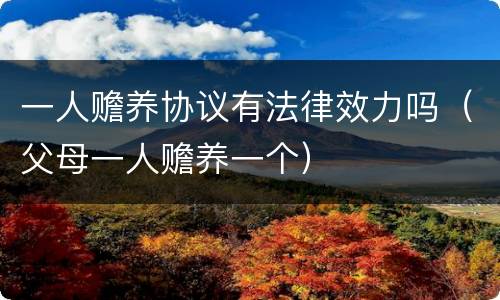 一人赡养协议有法律效力吗（父母一人赡养一个）