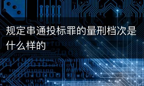 规定串通投标罪的量刑档次是什么样的