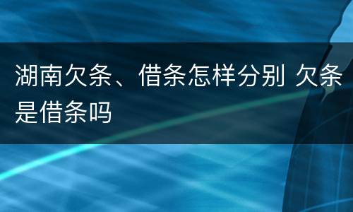 湖南欠条、借条怎样分别 欠条是借条吗