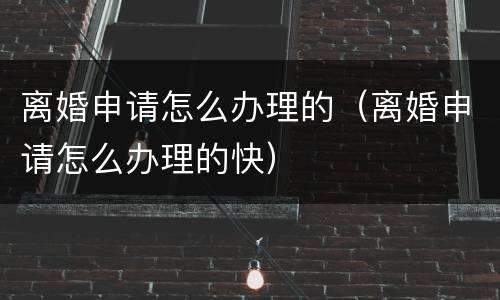 离婚申请怎么办理的（离婚申请怎么办理的快）