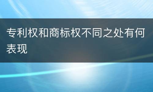 专利权和商标权不同之处有何表现