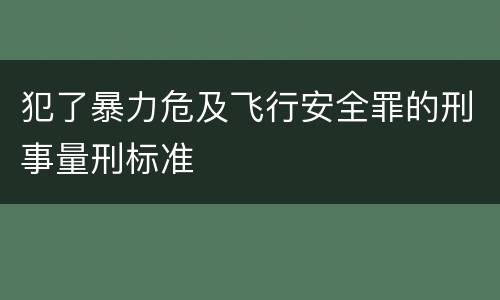 犯了暴力危及飞行安全罪的刑事量刑标准