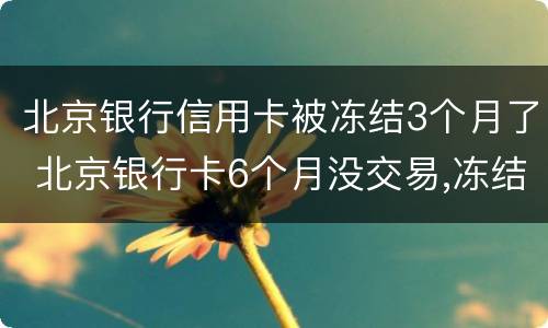 北京银行信用卡被冻结3个月了 北京银行卡6个月没交易,冻结
