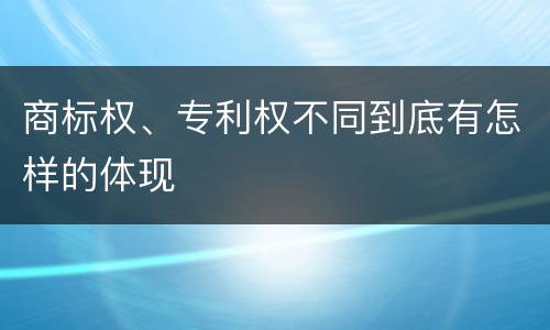 商标权、专利权不同到底有怎样的体现