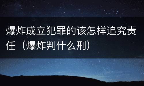 爆炸成立犯罪的该怎样追究责任（爆炸判什么刑）