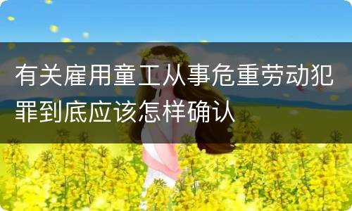 有关雇用童工从事危重劳动犯罪到底应该怎样确认