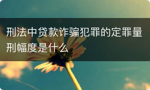 刑法中贷款诈骗犯罪的定罪量刑幅度是什么