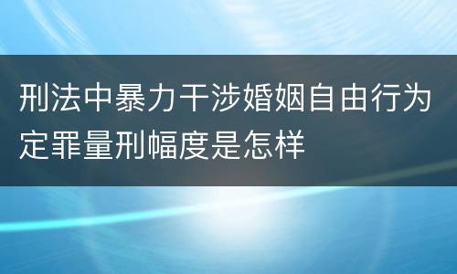 刑法中暴力干涉婚姻自由行为定罪量刑幅度是怎样