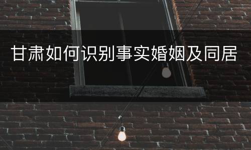 甘肃如何识别事实婚姻及同居
