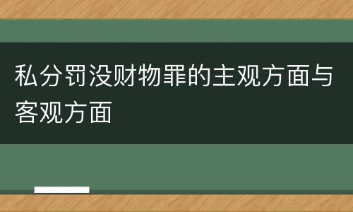 私分罚没财物罪的主观方面与客观方面