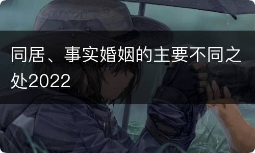 同居、事实婚姻的主要不同之处2022