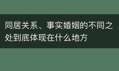 同居关系、事实婚姻的不同之处到底体现在什么地方