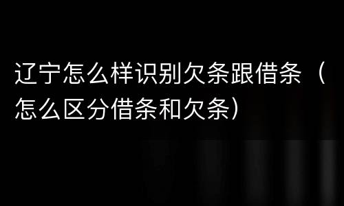 辽宁怎么样识别欠条跟借条（怎么区分借条和欠条）