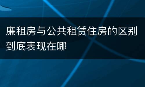 廉租房与公共租赁住房的区别到底表现在哪