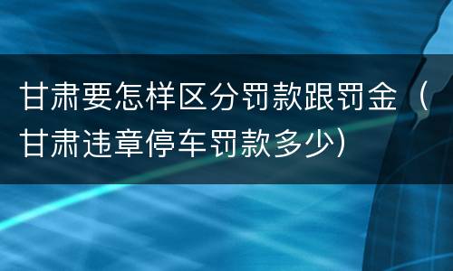 甘肃要怎样区分罚款跟罚金（甘肃违章停车罚款多少）