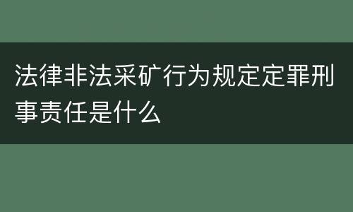 法律非法采矿行为规定定罪刑事责任是什么