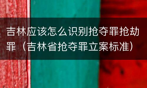吉林应该怎么识别抢夺罪抢劫罪（吉林省抢夺罪立案标准）